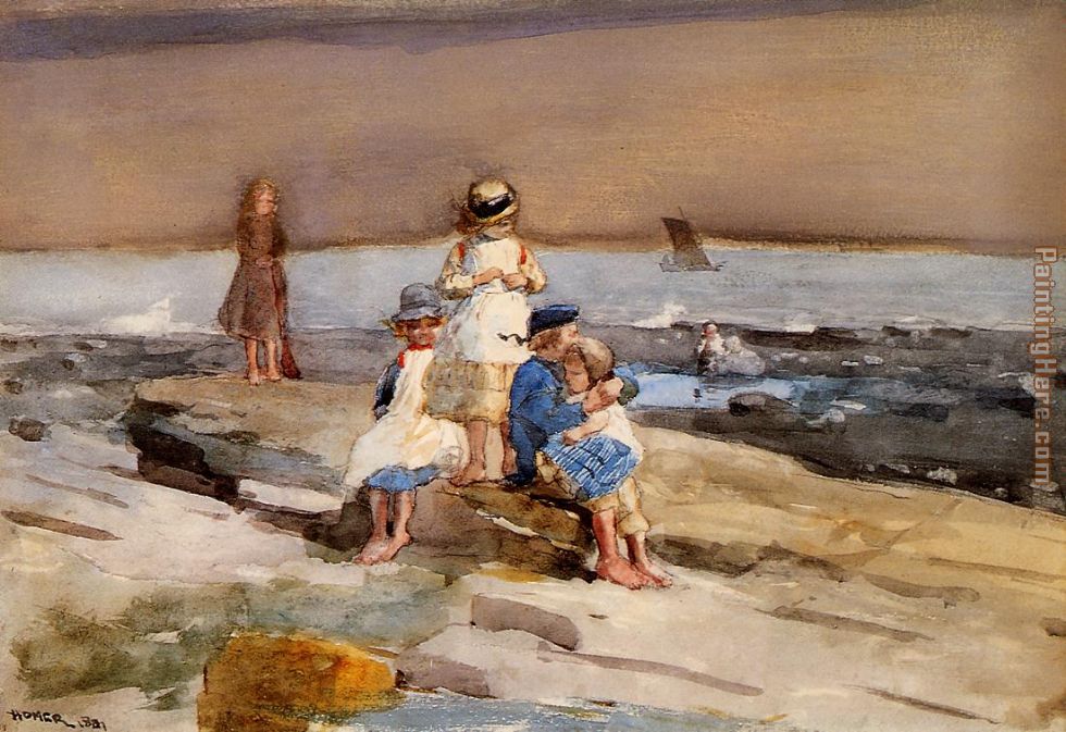 Children on the Beach painting - Winslow Homer Children on the Beach art painting
